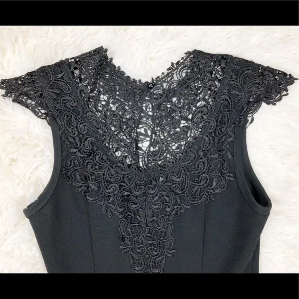 Ya Los Angeles Black Lace Fit And Flare Pleated Dress Size Small‎ - Image 3