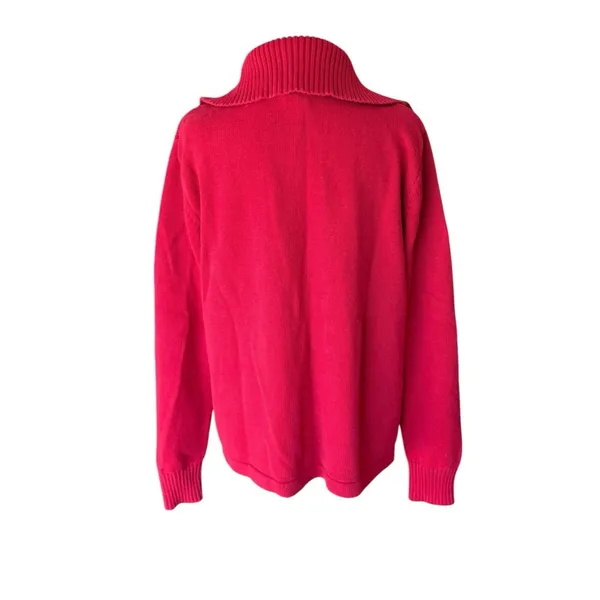 LL Bean Red Toggle Rope Cotton Sweater Cardigan Longsleeve Womens Size XL - Image 2