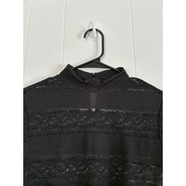 Jolie & Joy Sheer Lace Striped Mock-Neck Bodysuit‎ - Image 7