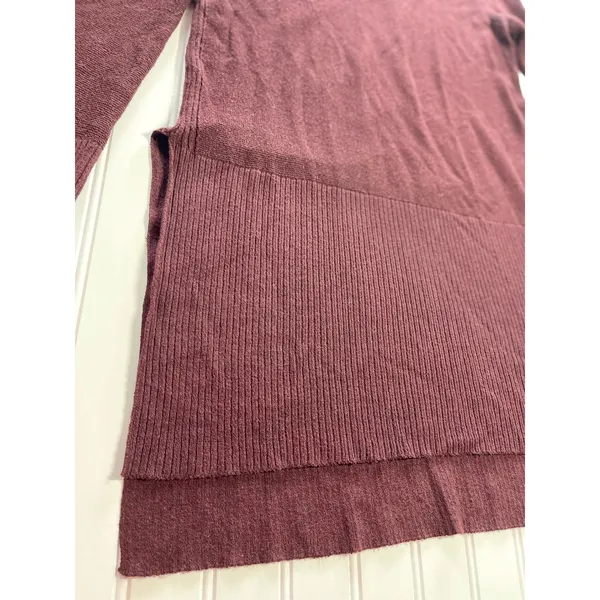 Free‎ People Andy Midnight Tunic Sweater Burgundy Crisscross V-Neck Ribbed Large - Image 3