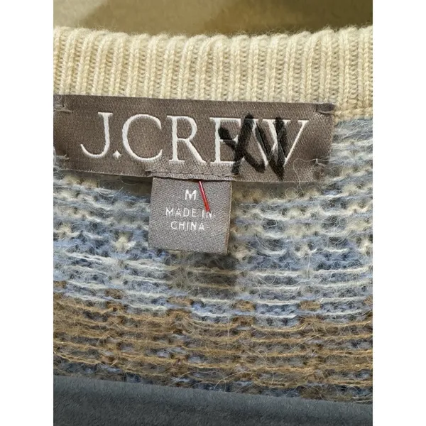 J.Crew Fair Isle Cardigan in Frosted Tundra Snow Brushed Yarn Sweater Medium - Image 6
