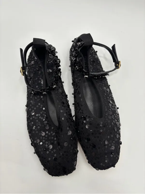 J.Crew Quinn embellished removable ankle-strap ballet flats in sequin and mesh - Image 2
