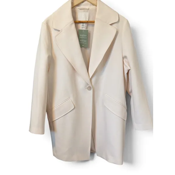 HM Women Cream Single Breasted Longline‎ Blazer Jacket Size M New With Tags - Image 3