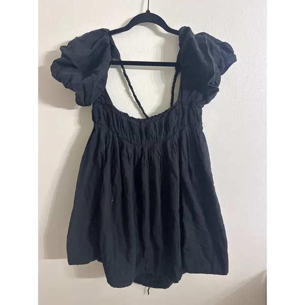 Free People Endless Summer Marina Tie Back Cotton Babydoll Dress Black Size XS - Image 6