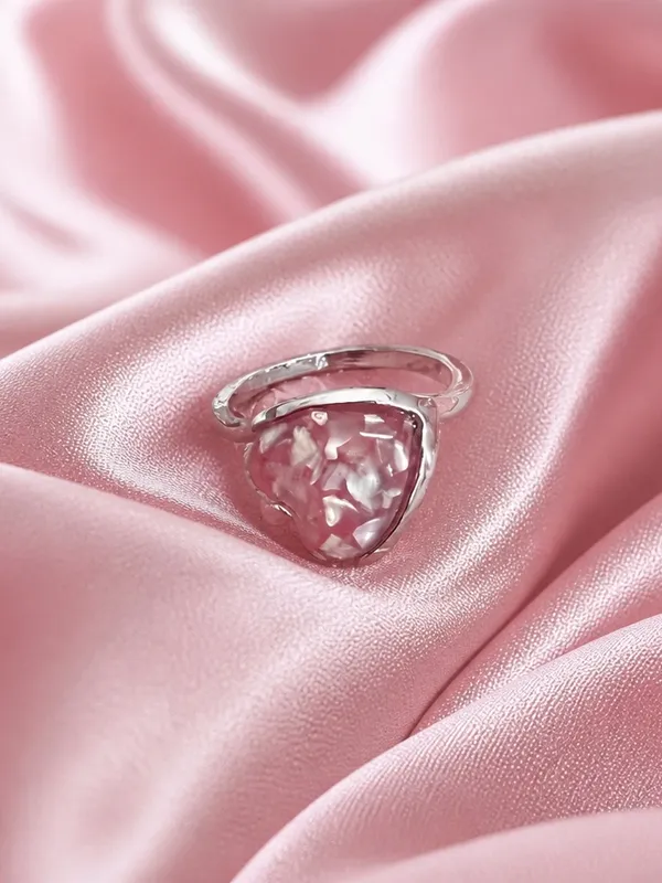 Gorgeous Stainless Steel Silver w/ Gorgeous Frosted Pink Gemstone Size 7 - Image 3