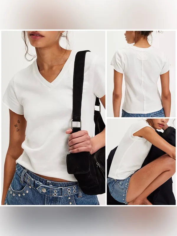 NWOT Free People We The Free One That Got Away Tee - ivory white - Large - Image 2