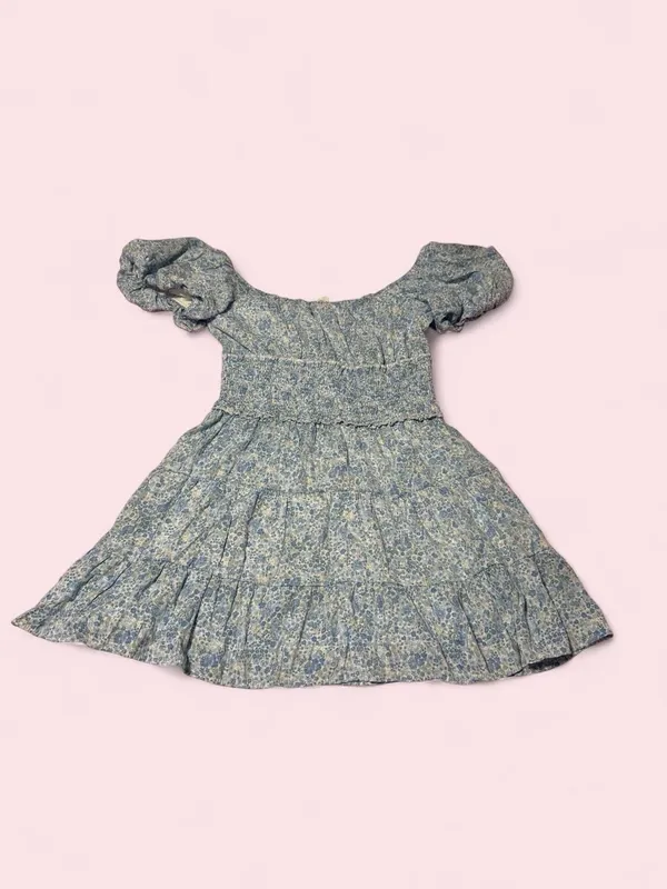 Altar'd State Light Blue Floral Puff-Sleeve Mini Dress - Image 2