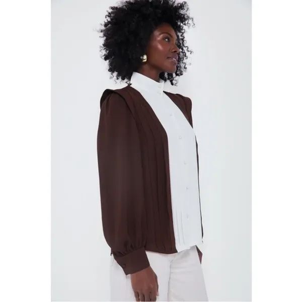 TUCKERNUCK X India Hicks Chocolate and Ivory Grove Blouse NWT Size XXXL - Image 3