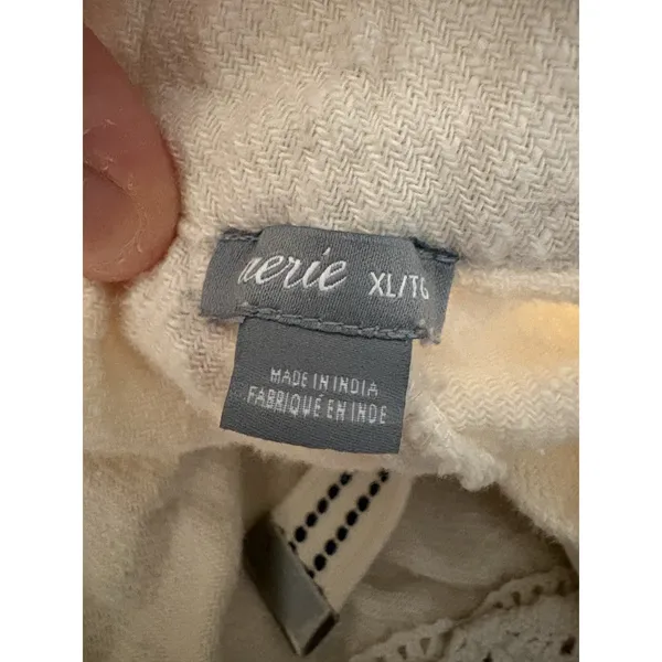 Aerie Shorts‎ Women XL Cream Navy Blue Striped Crochet Lace Trim Cotton Casual - Image 2