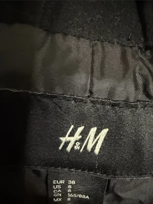 H&M Black Double-Breasted Wool-Blend Pea Coat - Image 2