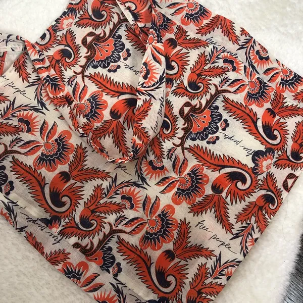 Free People Orange and Navy Blue Reusable Tote Bag - Image 5