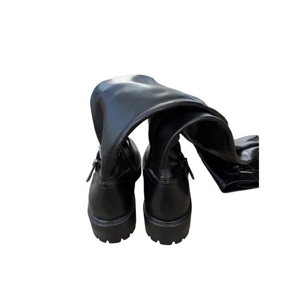 Nine West Over The Knee Lug Sole Moto Boots Black Buckle Size 7M Side Zip NEW - Image 5