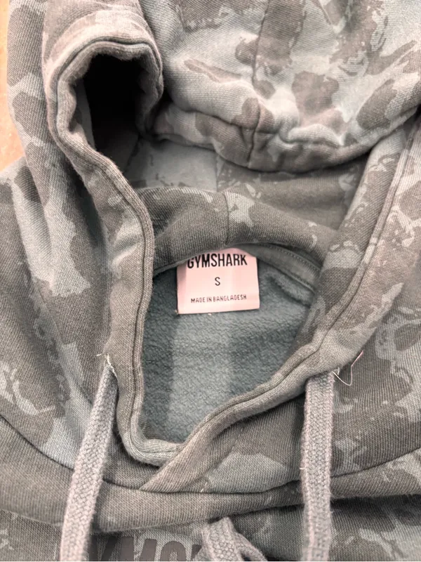 Gymshark Camo Pullover Graphic Hoodie Teal Green Womens Small - Image 3