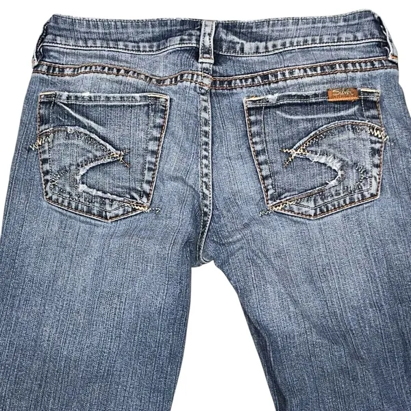 Silver Jeans Lola Flare Leg Distressed Denim Blue Jeans Pants size 28 - Image 5