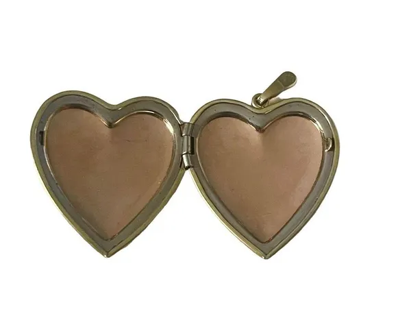 Vintage floral painted heart locket pendant - Image 2