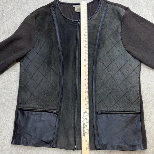 Vtg 90s Mixed Media Jacket Womens L Brown Suede Leather Escapade Boho City Girl - Image 7