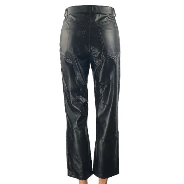 Abercrombie & Fitch Womens Black Faux Leather Vegan Flare Trousers Pants Size XS - Image 3