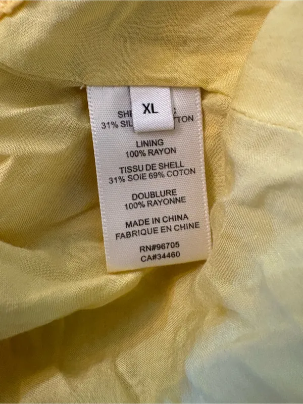 Rebecca Taylor Tiered Silk Cotton Puff Sleeve Dress Womens XL Yellow - Image 6