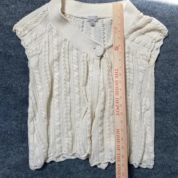 Caslon Cream Cable Knit Short Sleeve Cardigan Button Sweater Y2k Boho Academia - Image 7