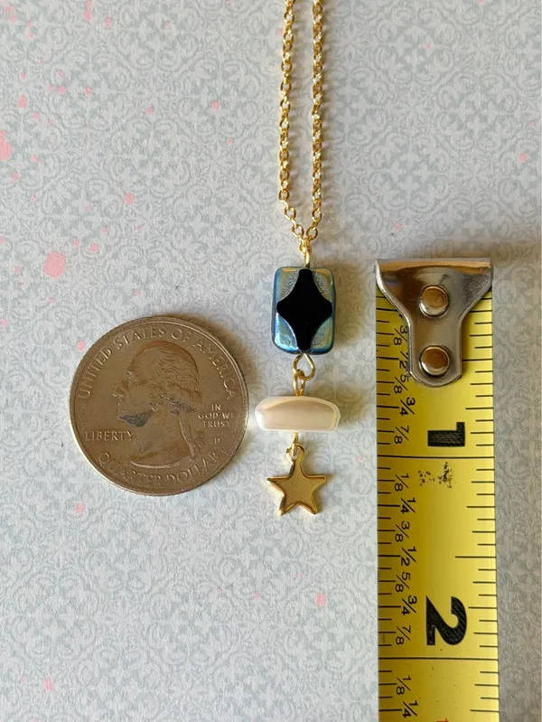 Handmade boho unique whimsy quality gold tone stainless steel necklace🖤 - Image 7