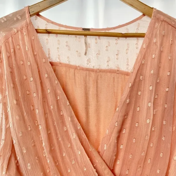 Free‎ People Long Sleeve Daliah Mini Dress in Peach Size Extra Small - Image 8
