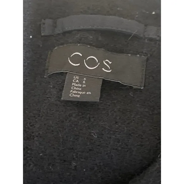 Cos 100% Wool Women's Black Long Sleeve Cardigan Sweater Blazer Coat Jacket Sz 6 - Image 5
