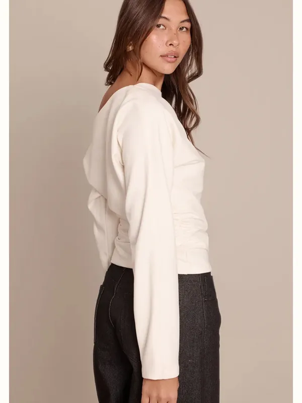 PLT One-Shoulder Cream Long Sleeve Top - Image 2