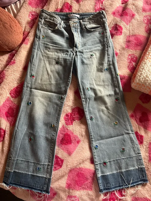 Sam Edelman Flower Embroidered Wide Leg Jeans - Image 2