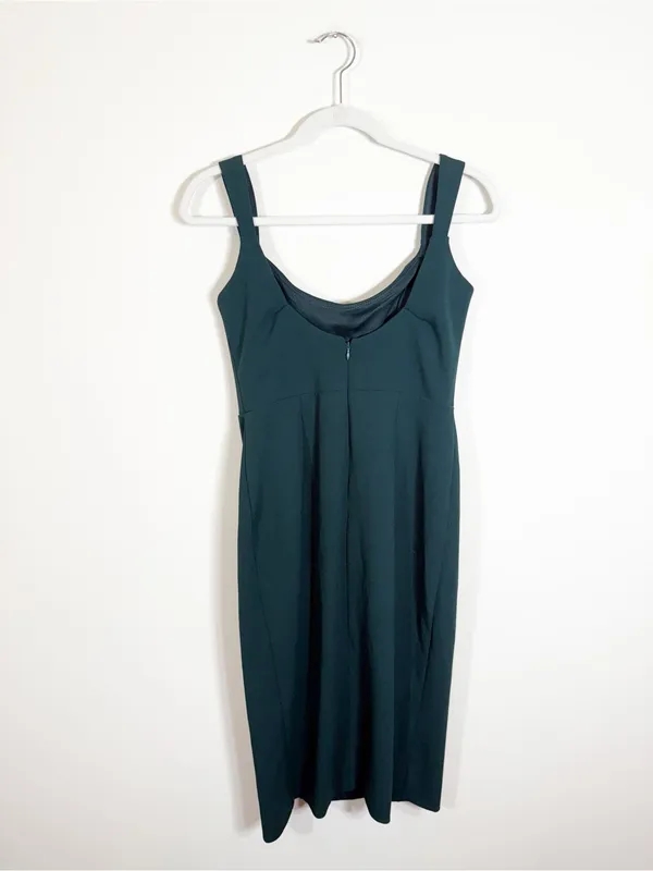 BHLDN Ana Crepe Emerald Green Midi Dress Size 8 - Image 4
