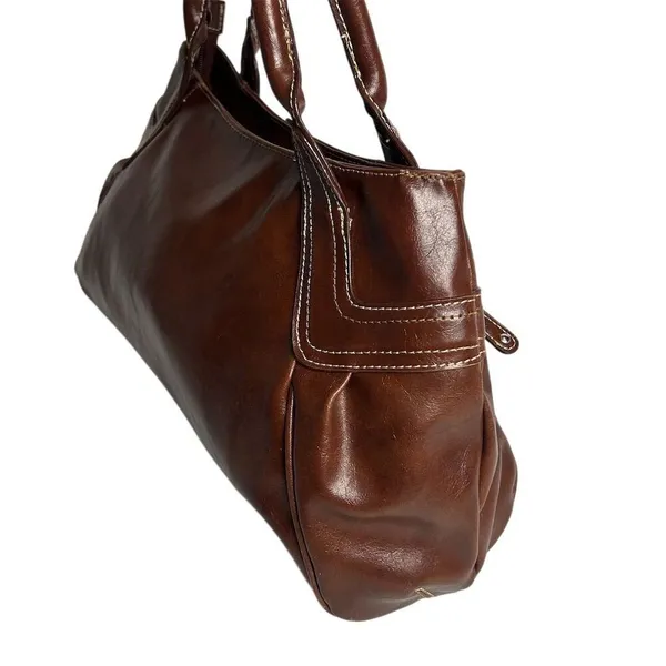 Nine West Women's‎ Brown Leather Shoulder Bag with Zip Closure - Image 6