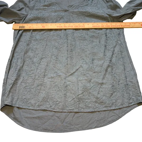 Soft Surroundings Embroidered Linen Blend Tunic Top Blue V-Neck‎ Plus Size 1X - Image 7