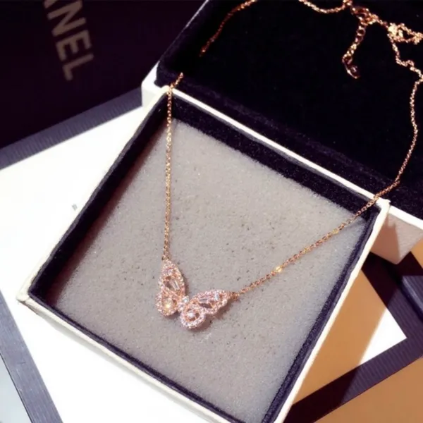 14K Rose Gold Plated Butterfly Pendant Necklace for Women - Image 2