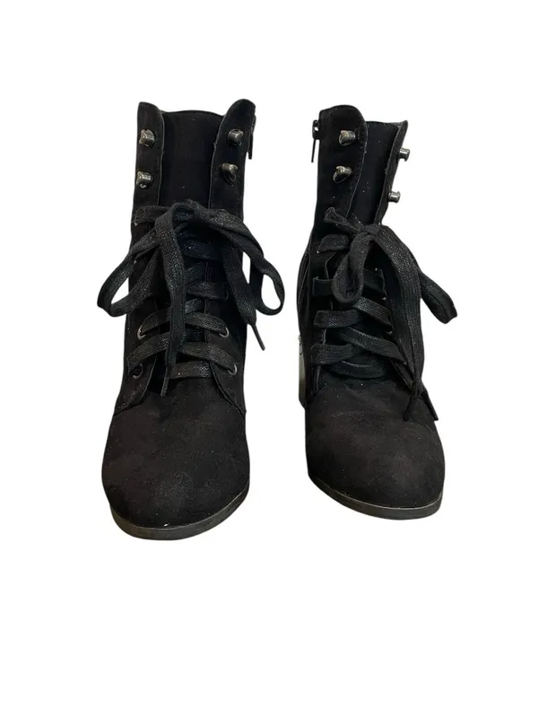 Target Black Lace-Up Block Heel Boots - Image 2