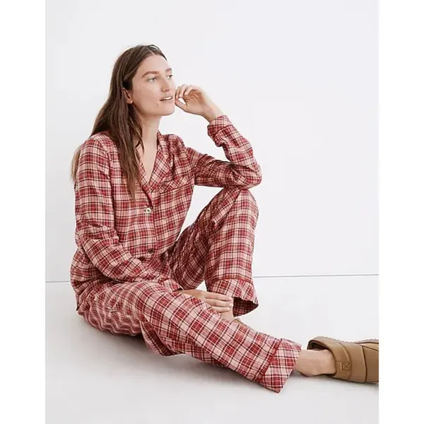 NWT Womens Size Small Madewell Flannel Bedtime Pajama Top in Beiling Plaid - Image 2