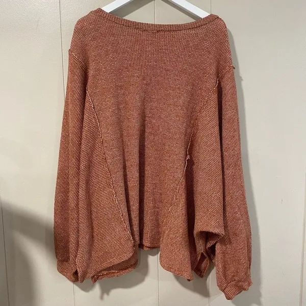 Peach Love California Rust Knit Oversized Sweater Women’s Made in USA - Image 2