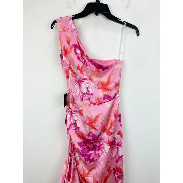 Lulus Divinely Blooming Pink Multi Floral One-Shoulder Midi Dress Party XS NWT - Image 7