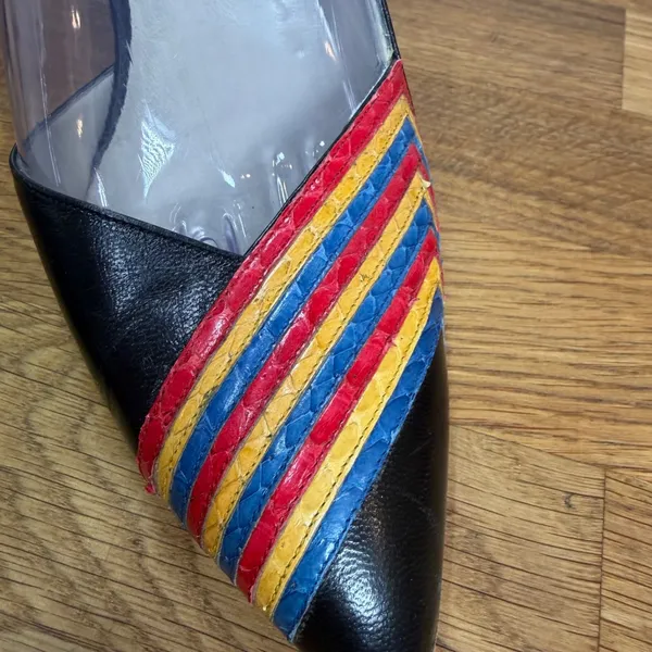 Garolini Vintage Sling Back Heels Rainbow Toe Women's 9.5N Pointed Toe Flawed - Image 3