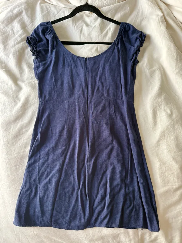 LA Hearts Navy Blue Mini Linen Dress - Image 3
