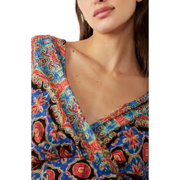 Free‎ People Falling For You Floral Print Peplum Top Boho Cropped Small - Image 4