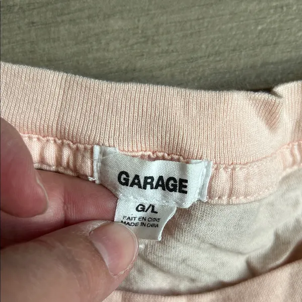 Garage Light Pink hate less love more Graphic Crop Top - Image 2