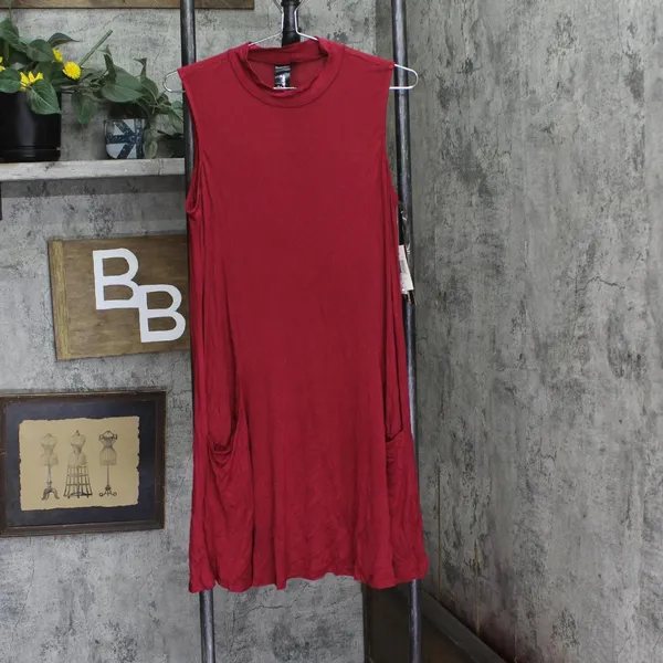 NWT Trixxi Juniors Knit Mock-Turtleneck A-Line Dress Red M - Image 3