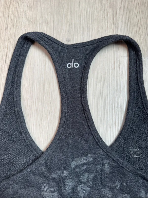 ALO Yoga Black Heather Racerback Tank Top - Image 2