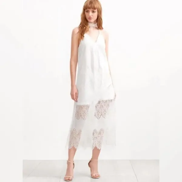 ✨HP✨White Lace Overlay Slit Side Cami Dress✨ - Image 3