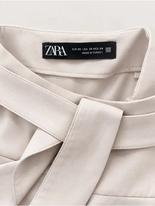 Zara Light Beige Tie-Waist Circle Skirt - Image 5