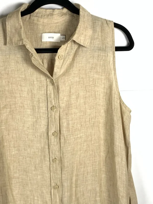 Onia Sleeveless Button-Front Swim Coverup in Beige - Image 8