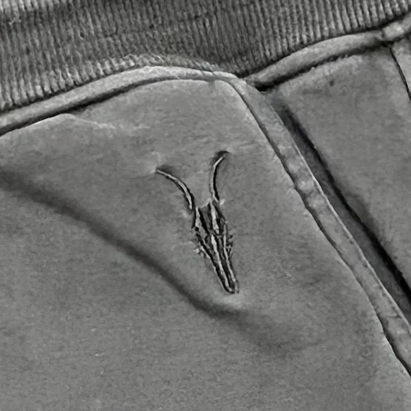 AllSaints Sweatpants‎ Velour Lined Washed Black Joggers XL Ramskull Logo Y2K EUC - Image 11