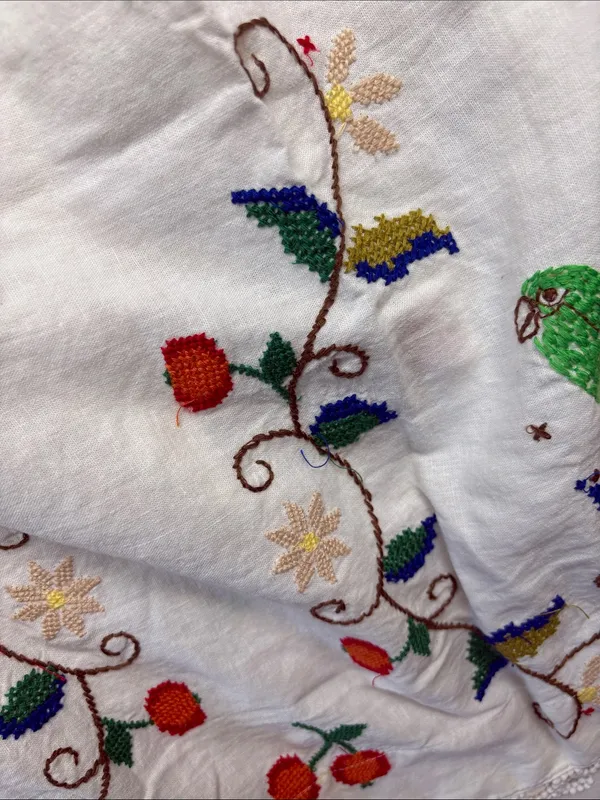 Farm Rio size XL pitanga maxi dress White Embroidered Floral Dress one shoulder - Image 7