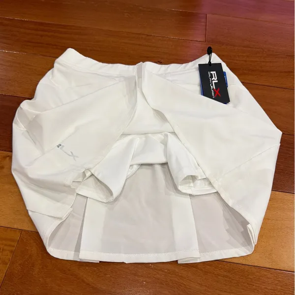 NWT RLX Ralph Lauren 17" Performance Stretch Golf Skort White Pleated XS - Image 4