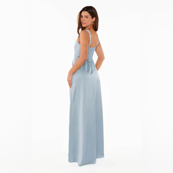 SHOW ME YOUR MUMU Nina Maxi Dress In Steel Blue Luxe Satin - Image 3