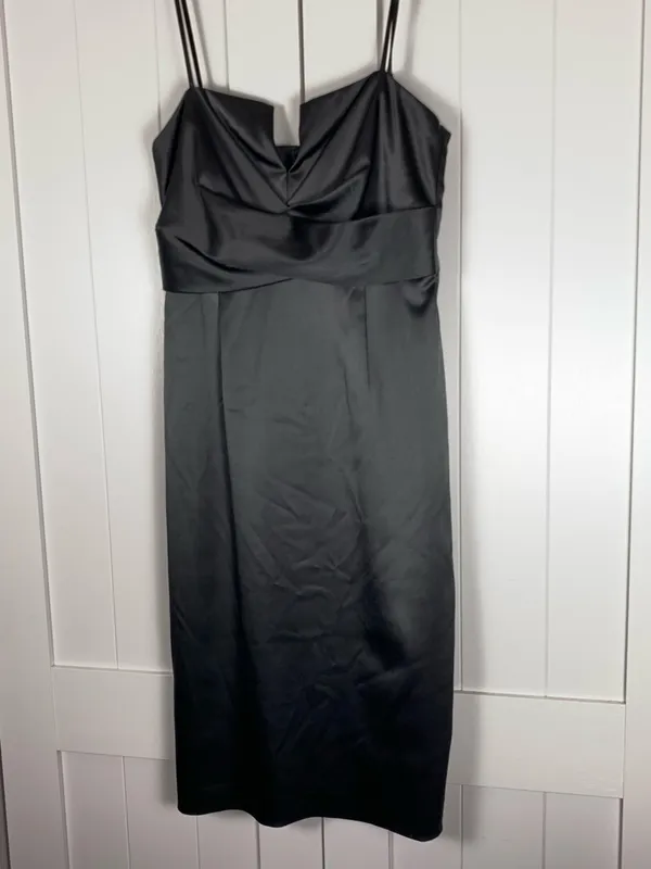 White House Black Market Dress Size 6 Black Satin Sweetheart Cocktail Sheath - Image 14